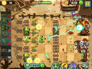 Wild West level battle in Plants vs Zombies 2