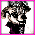 Edgy dog avatar with faggot text and headphones