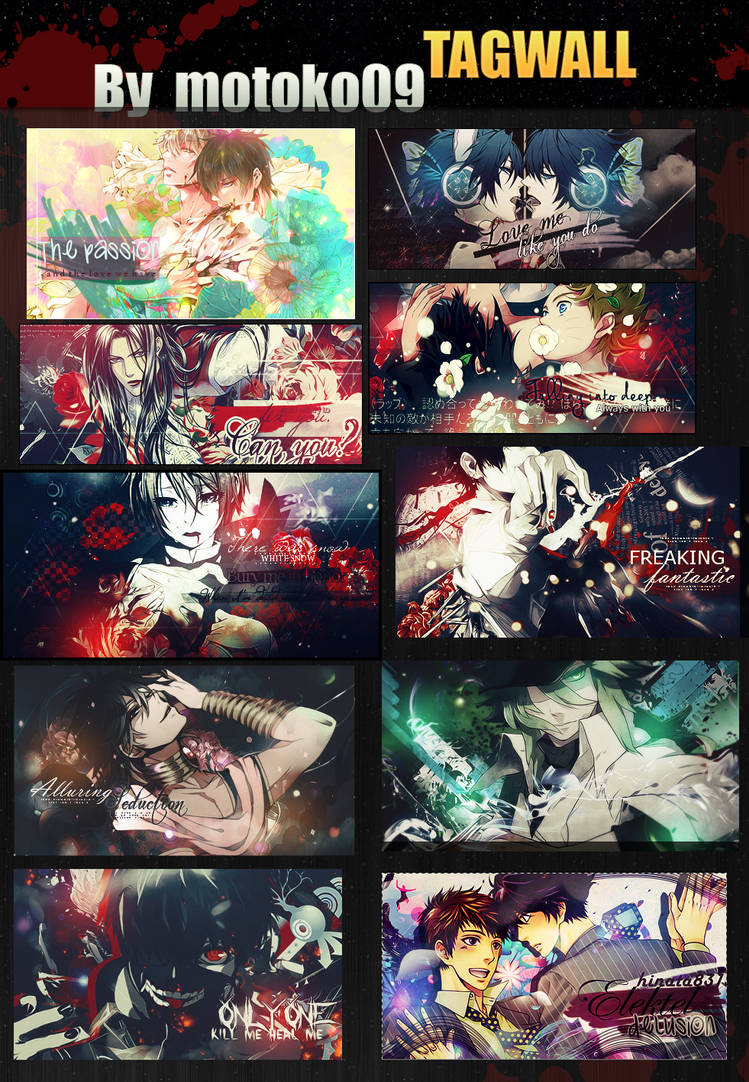 Anime GFX tagwall showcasing vibrant character art compilations
