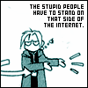 Grumpy internet pixel-art guy calling out the trolls