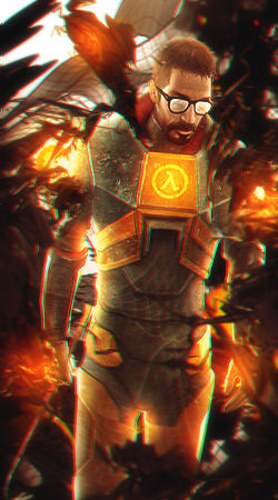 Gordon Freeman GFX art with chromatic aberration effect