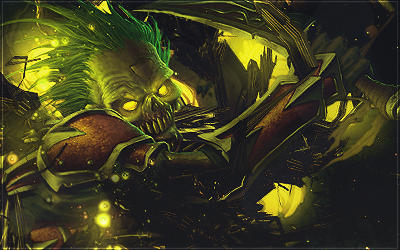 Glowing green skull warrior digital art signature