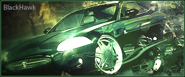 Green-toned car GFX signature with chrome rims