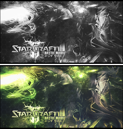 StarCraft II battle-ready GFX signature, monochrome and color versions