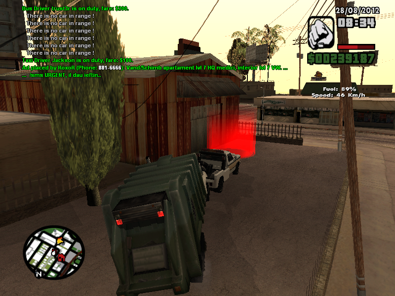 SA-MP gameplay screenshot with in-game HUD chatter