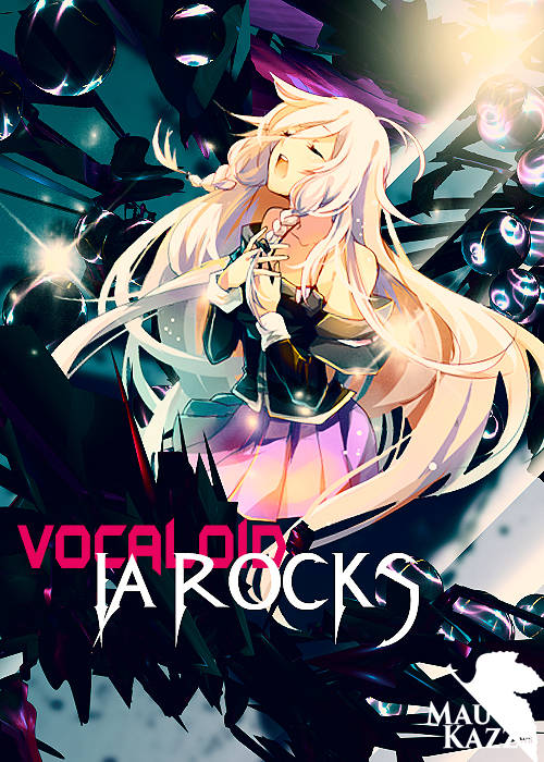 Vocaloid IA fan art with dramatic glass-shard background