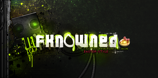 Fkn0wned Easter-themed site banner with gritty robot art