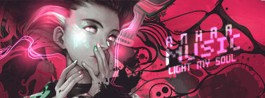 Anime girl GFX signature with neon pink swirl effects