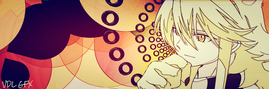 Anime-style GFX banner with bold circle patterns