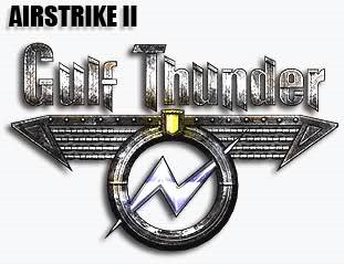 Gulf Thunder game logo with airstrike branding