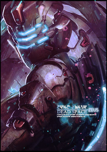 Dead Space's Zeus robot, glowing armor GFX art
