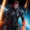 Mass Effect character art, sci-fi armored warrior