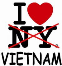 I Love NY meme edited into an anti-Vietnam-War statement