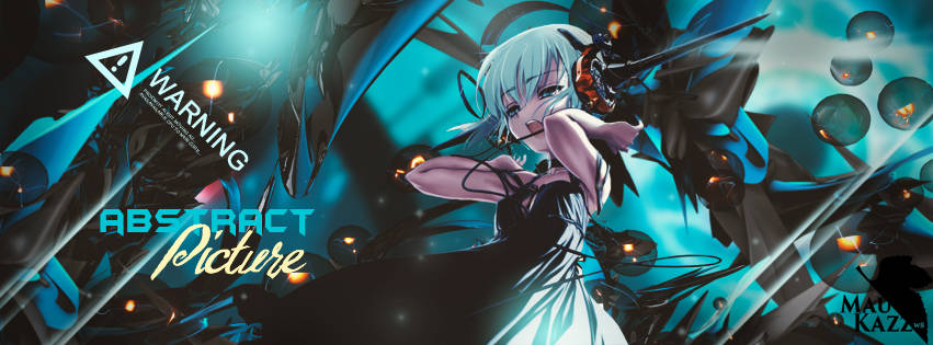 Anime GFX signature with warning banner and abstract effects