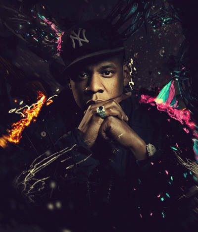 Moody digital art portrait with fiery, splattered effects