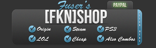 Fuser's cheap game shop banner with PayPal badge