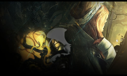 Moody GFX signature with dragon glow and warrior portrait