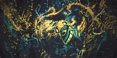 Splattered gold and teal paint frog GFX artwork