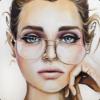 Painted portrait sketch with glasses, digital art avatar style