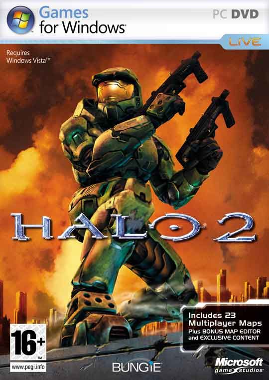 Halo 2 PC box art, Master Chief dual-wielding